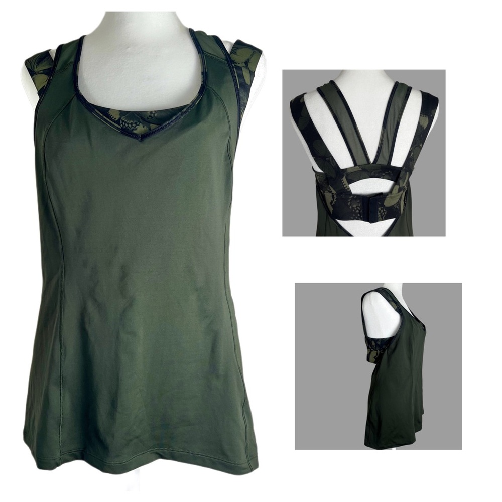 Lululemon tank top with built in support bra Size 6 Black and Green
